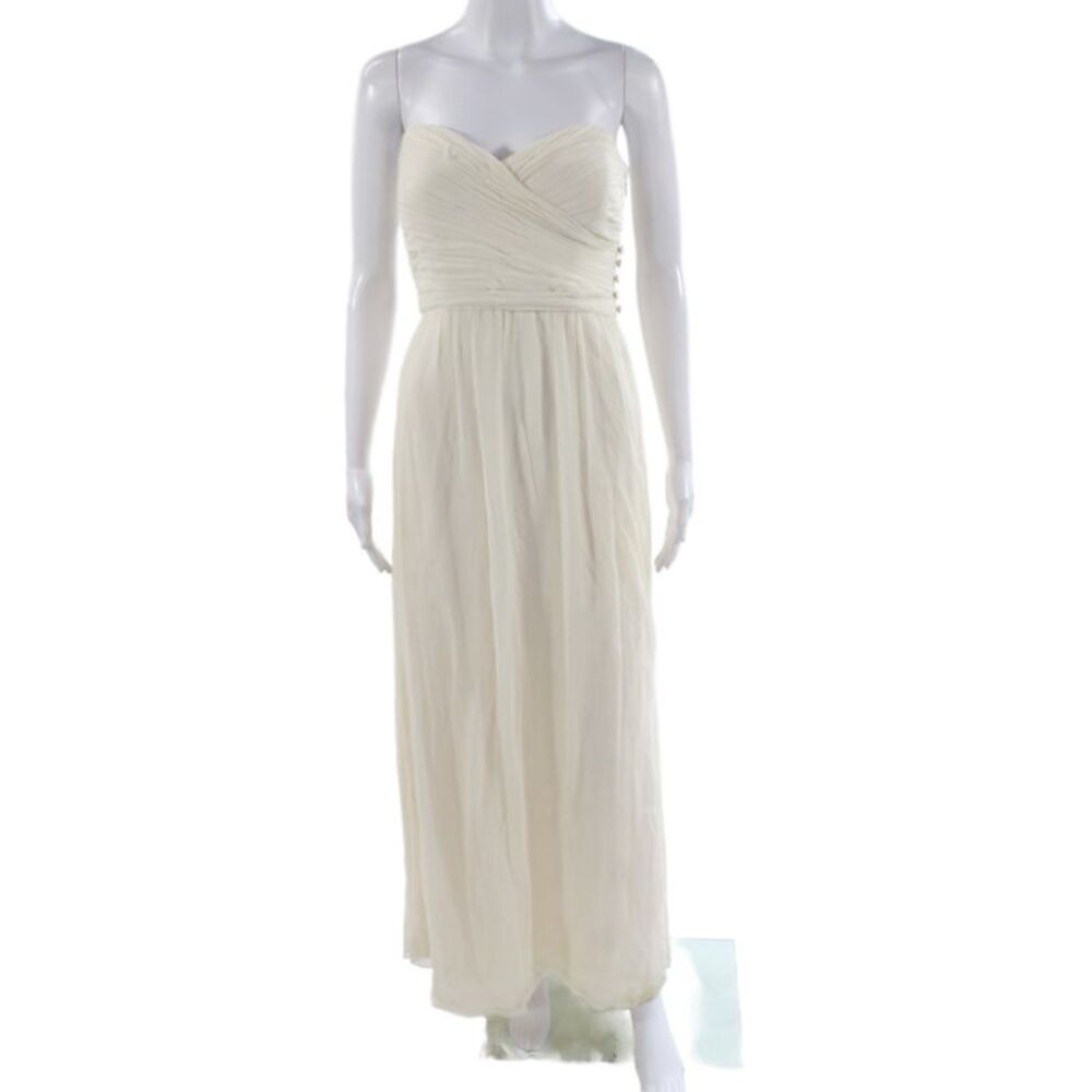 Jenny Yoo Collection Womens Maxi Dress Ivory Silk Sleeveless Zip Size 0